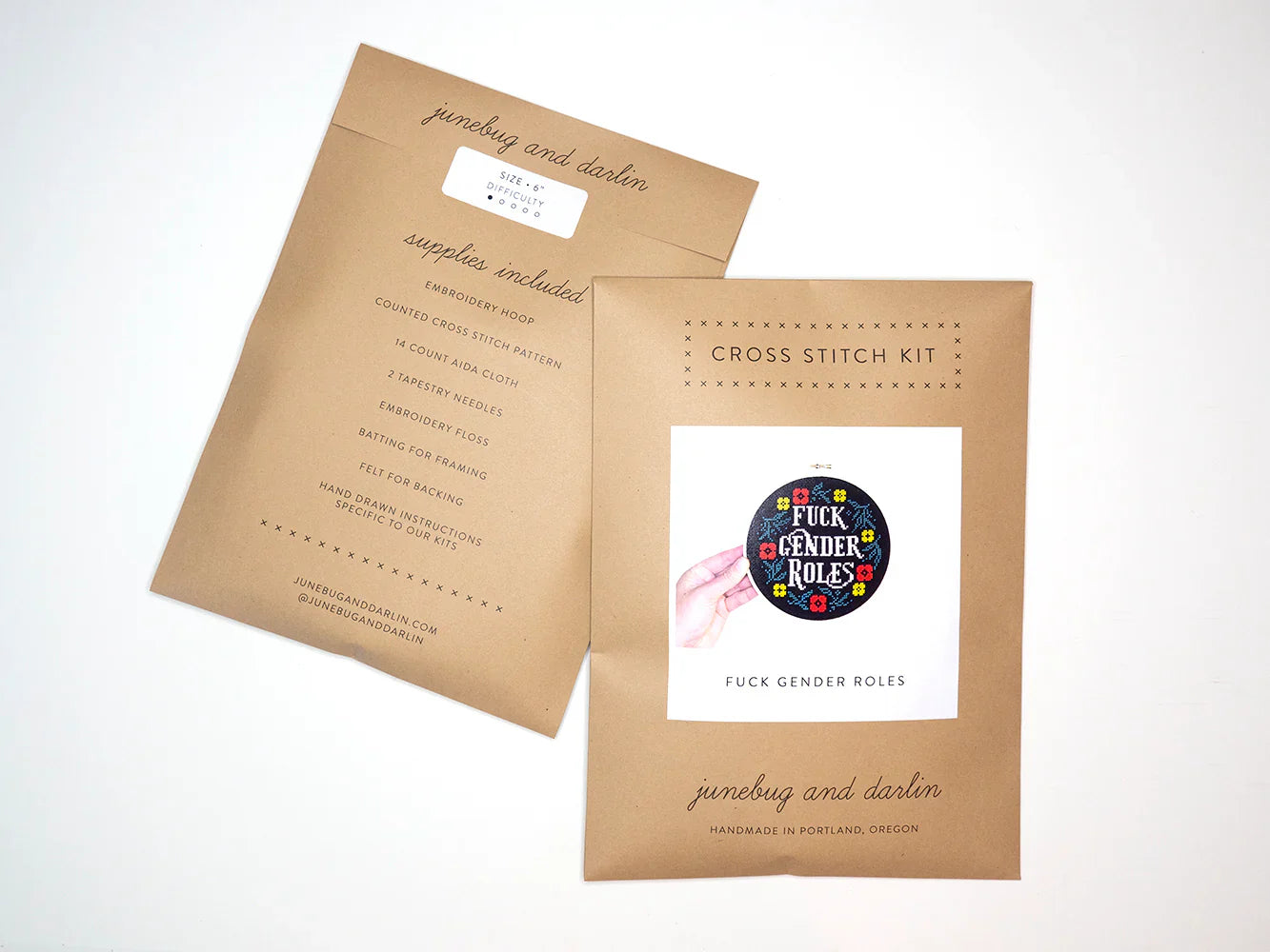 Junebug & Darlin - 6" Cross Stitch Kit - Fck Gender Roles